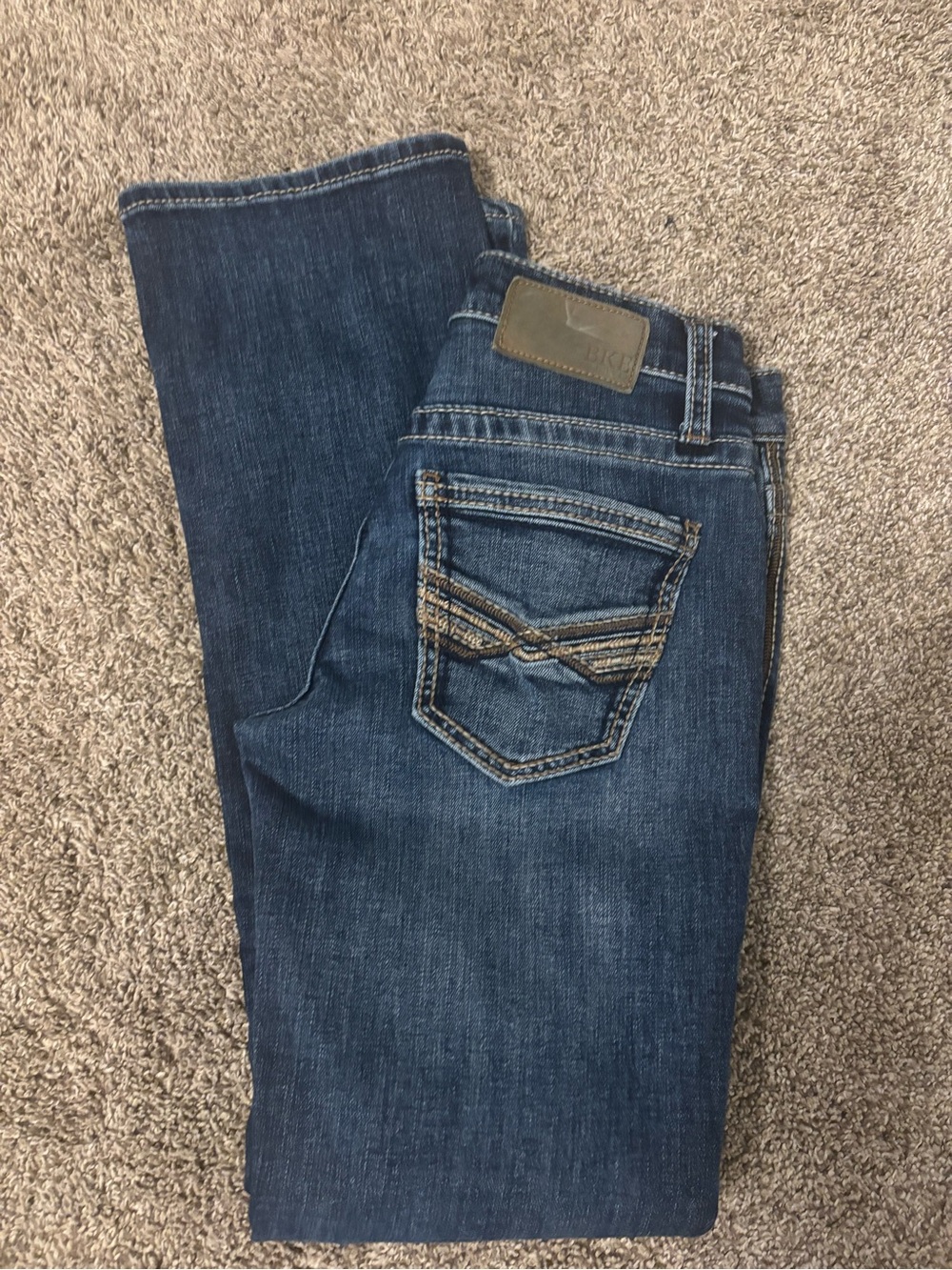BKE Mens Dark Blue Slim Straight Jeans with Contrast Pocket Stitching AIDEN A109